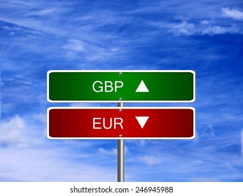 EUR GBP Symbol Icon Up Down Currency Forex Sign.