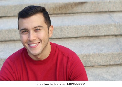 Eurasian Man With Blue Eyes Smiling