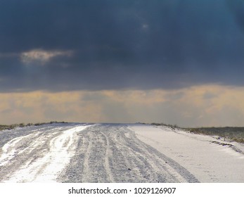 Eurasian Steppe Road In Winter