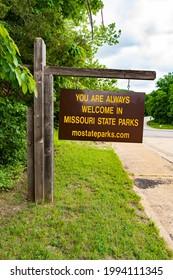 Eureka, MO - June 8, 2021: You Are Always Welcome In Missouri State Parks Sign.