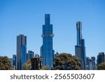 Eureka Tower and Australia 108 building, Shrine of Remembrance melbourne, melbourne city skyline, city of melbourne from the park