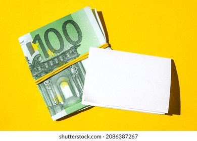 Euro banknote with paper note for copy space. Savings investment, Salary. Finance concept. Business budget of wealth and prosperity finance