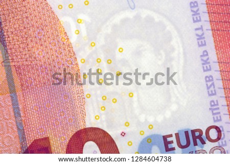 Euro banknote watermark, close up