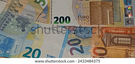 Euro banknotes currency background detail close up