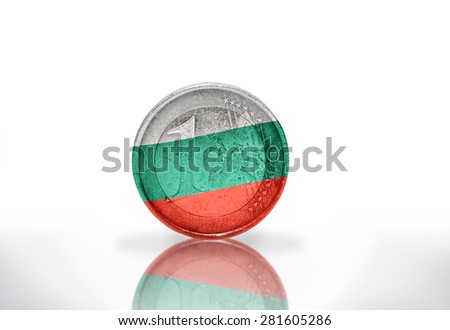 euro coin with bulgarian flag on the white background