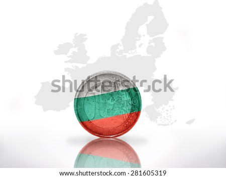 euro coin with bulgarian flag on the european union map background