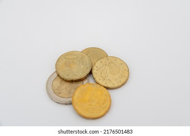 Euro Coins Lying On A White Background