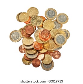 Euro Coins On White Background.