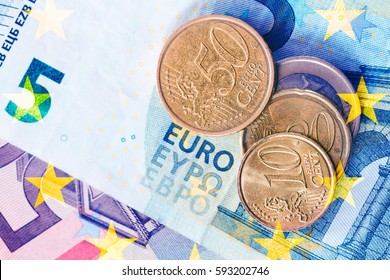 euro coins top view
