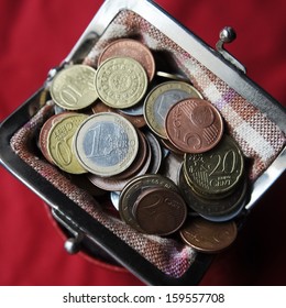 Euro coins in the wallet