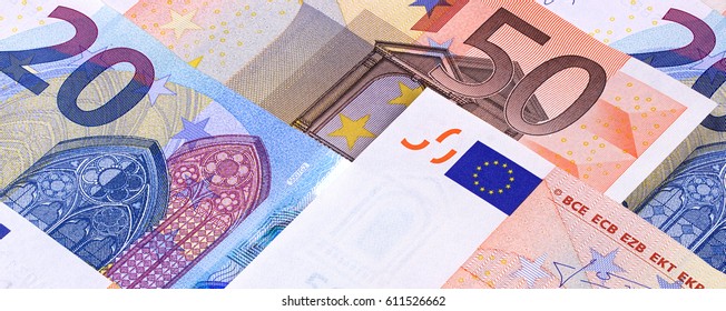 Euro Money Banknotes Different denominations abstract background