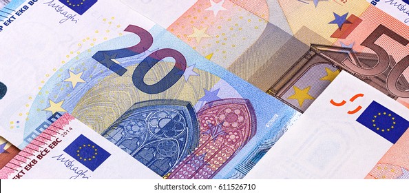 Euro Money Banknotes Different denominations abstract background