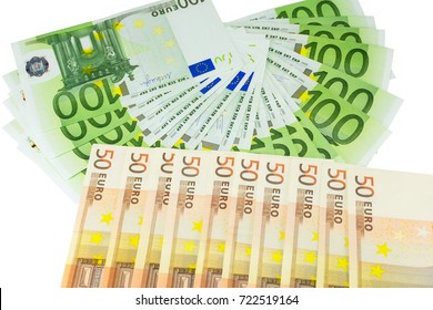 Euro Money Banknotes On White Background