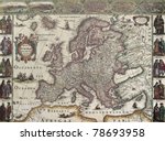 Europa old map. Created by Henricus Hondius, published in Amsterdam, 1623