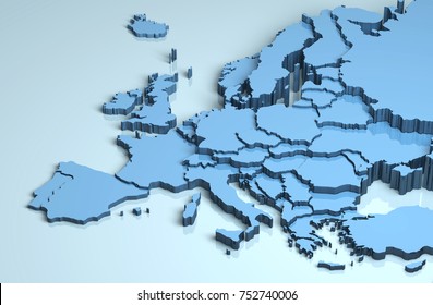 Europe 3D map - Shutterstock ID 752740006