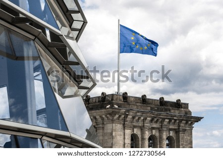 Image, Stock Photo European flag on the Reichstag