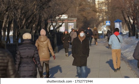 Europe infected corona virus 2019 ncov. European man 4k. Face mask for covid-19. City street. Epidemic coronavirus. Pandemic flu corona virus. Human masked for 2019-ncov. Crowd people sick covid-19.