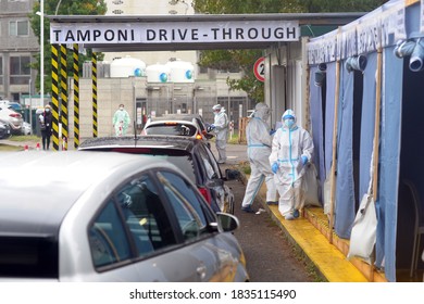 Europe, Italy , Milan October 2020, People Are Tested At A Drive Thru, Coronavirus Pandemic, Covid-19. Blood Test And Swab Nasal Test During Quarantine Home Lockdown In San Carlo Hospital, People Mask