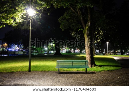the Europe park at night.