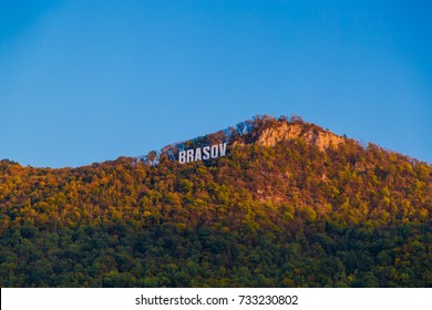 Europe, Romania, Brasov, City Sign As Seen On Tampa Mountian From Council Square, Near Black Church.