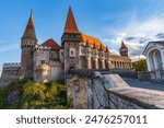 Europe, Romania, Hunedoara. Corvin Castle, Gothic-Renaissance castle, one of the largest castles in Europe.