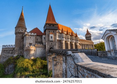 Europe, Romania, Hunedoara. Corvin Castle, Gothic-Renaissance castle, one of the largest castles in Europe.