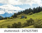 Europe, Romania, Transylvania, Carpathian Mountains. Hill sides, hiking trails, fields.