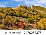 Europe, Romania, Transylvania.Coltesti Castle 11th C Ruins. Territorial Trascau mountain views.