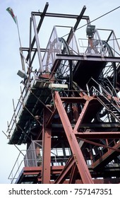 Europe UK Blaenavon, Torfaen, South Wales 1999. Head winding gear of Big Pit Coal Mine.