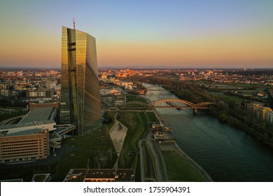 European Central Bank At Sunset