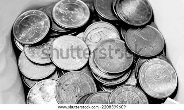 European\
Coins - Money - black and white - five euro\
cent