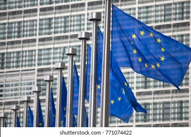 European Commission EU Flags In Brussels