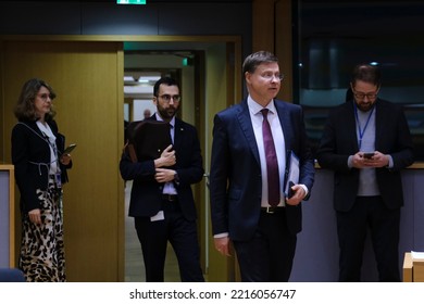 European Commissioner In Charge Of Economy Valdis Dombrovskis At The Start Of A Tripartite Social Summit In Brussels, Belgium On Oct. 19, 2022.