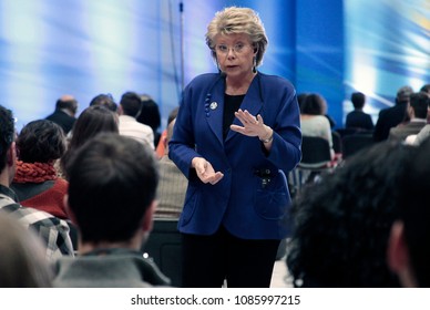 European Commissioner for Justice, Fundamental Rights and Citizenship Viviane Reding speaks on the future of Europe during a press conference in Thessaloniki,Greece on March 22, 2013.