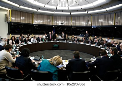 European Commissioners Attend In A Weekly European Commission College Meeting In Strasburg, Belgium On Feb. 14, 2017 