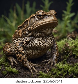 The European Common Toad (Bufo bufo) is a stout, warty amphibian found across Europe. Adults typically measure 7.5 to 12.5 centimeters in length, with males being slightly smaller than females. Their  - Powered by Shutterstock