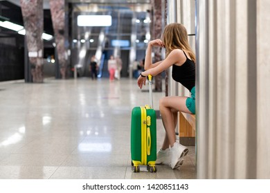 European Girl Sitting On Bench Railway Stock Photo 1420851143 ...