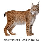 The European lynx or Eurasian lynx (Lynx lynx), isolated on white background