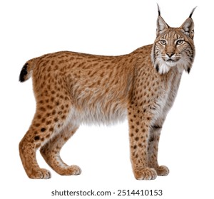 The European lynx or Eurasian lynx (Lynx lynx), isolated on white background