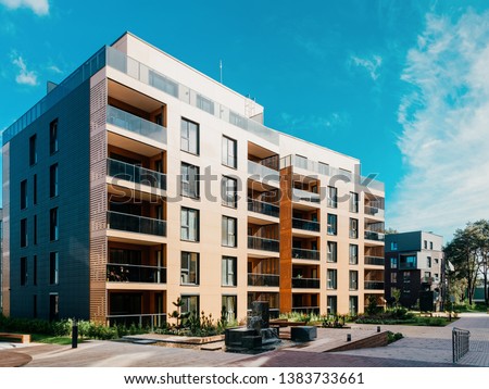European Modern apartment residential quarter. Other outdoor facilities.