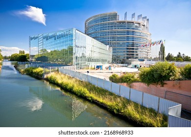European Parliament building in Strasbourg view, Alsace region of France