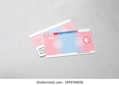 European Permanent Residence Card On Isolated White Background
