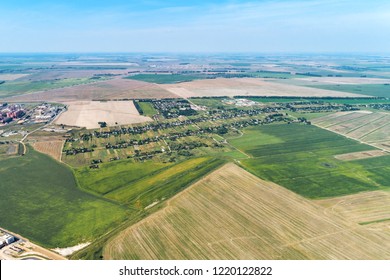 European Plain Landscape, View From A Great Height.