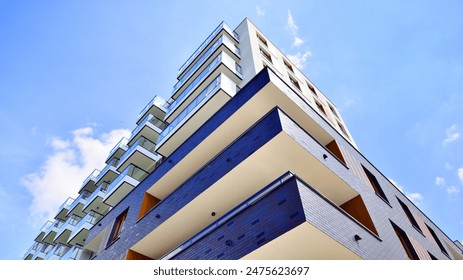 European residential architecture. Modern house facade exterior. New contemporary residential construction architecture background.  - Powered by Shutterstock