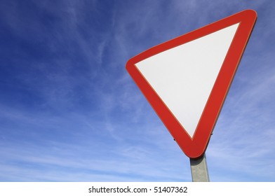 European signal give way to blue sky
