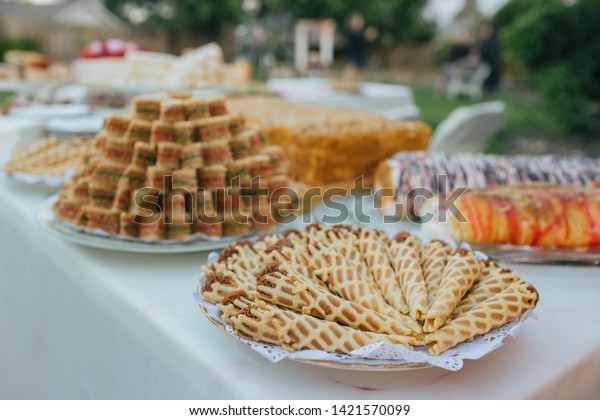 European Style Dessert Treats On Table Stock Photo Edit Now