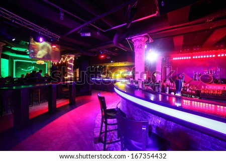 european stylish night club with bright lights