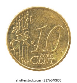 European Union 10 ten cents copper aluminum alloy coin made in Karlsruhe Germany image Brandenburg Gate mint 2002 - Shutterstock ID 2176840833