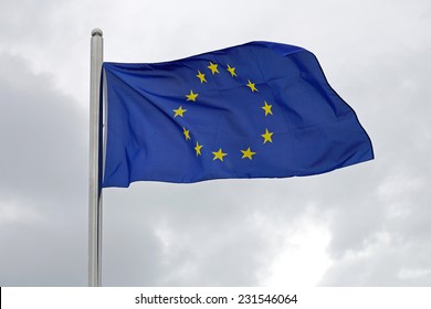 European Union Blue Flag With Yellow Stars