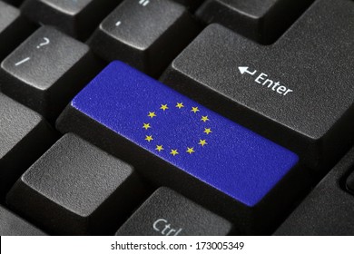 The European Union Flag button on the keyboard. close-up - Shutterstock ID 173005349